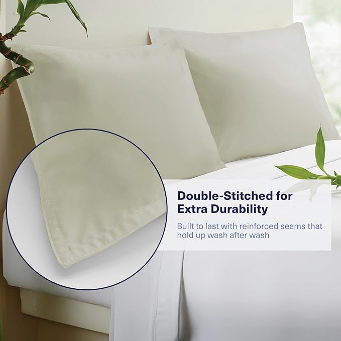Kickoff Viscose Bamboo Pillowcase, Queen, 100% Organic Hidden Zippered Viscose Bamboo Pillow Case Queen Size, Cooling Pillow Cover for Hot Sleepers (1 Pack, 20"x30", Soft Sage)