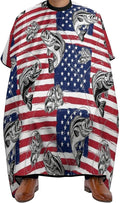 Large Long Professional Barber Cape, Hairdressing Apron Bass Fish Fishing Lure American Flag Shampoo Cutting Household Capes Wrap for Hair Salon
