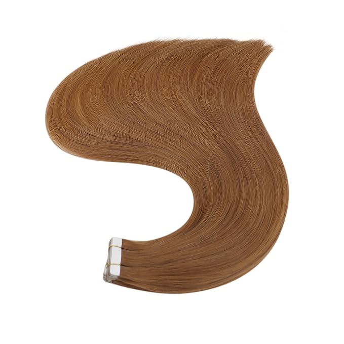 Full Shine Human Hair Tape in Extensions Color 330 Copper Brown Double Sided Tape in Hair Extensions Human Hair 14Inch Remy Hair Extensions 50Gram Seamless Skin Weft 20Pcs for Wedding