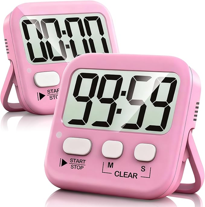 Antonki 2 Pack Digital Timer for Kids, Magnetic Countdown Kitchen Timers for Cooking, Egg, Classroom, Teacher, Exercise, Study, Oven - Battery Included