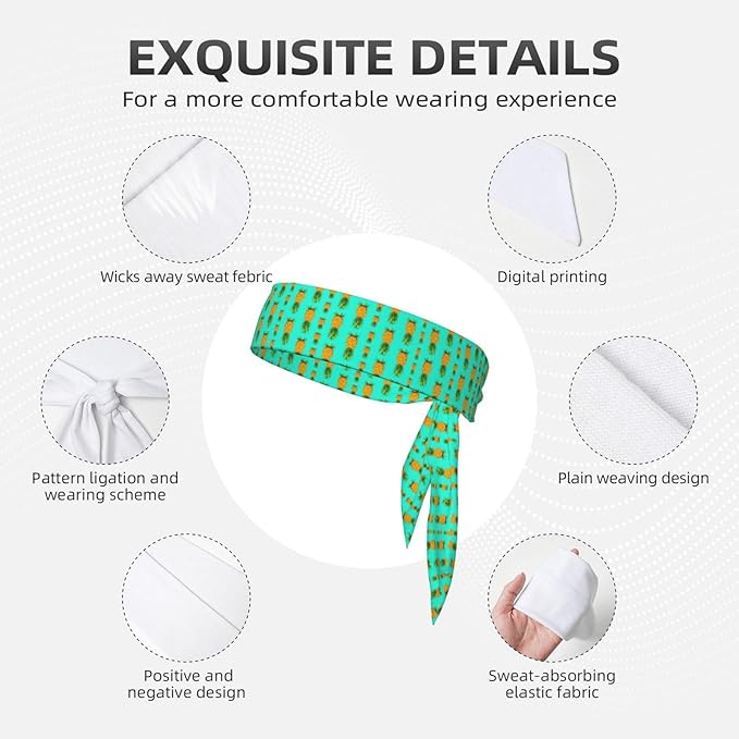 Boys Girls Sports Sweatband, Multifunction Elastic Head Band for Running Fitness Shower, Beauty Skinny Upside Down Pineapples Tropical Headwear Hair Accessories