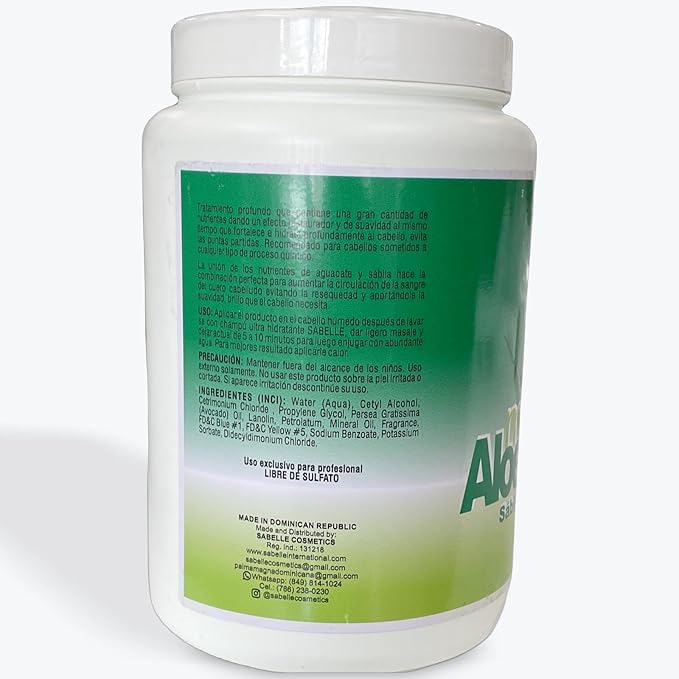 Aloe and Avocado Hair Mask Treatment, Sulfate Free, Professional Use, 60 oz. Hair Salon, Beauty Salon