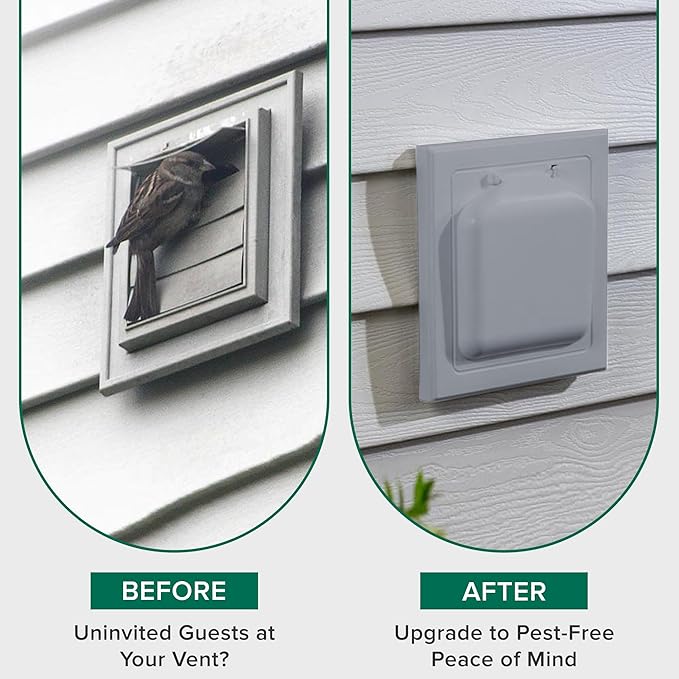 NO-PEST VENT, Exclusive Dual Door Dryer Vent Cover Outdoor 4 inch with Collar, Made in USA w Highest UV Resistant Plastic in any Outdoor Vent Cover (Slate Grey, 4" Plastic WIth Collar)