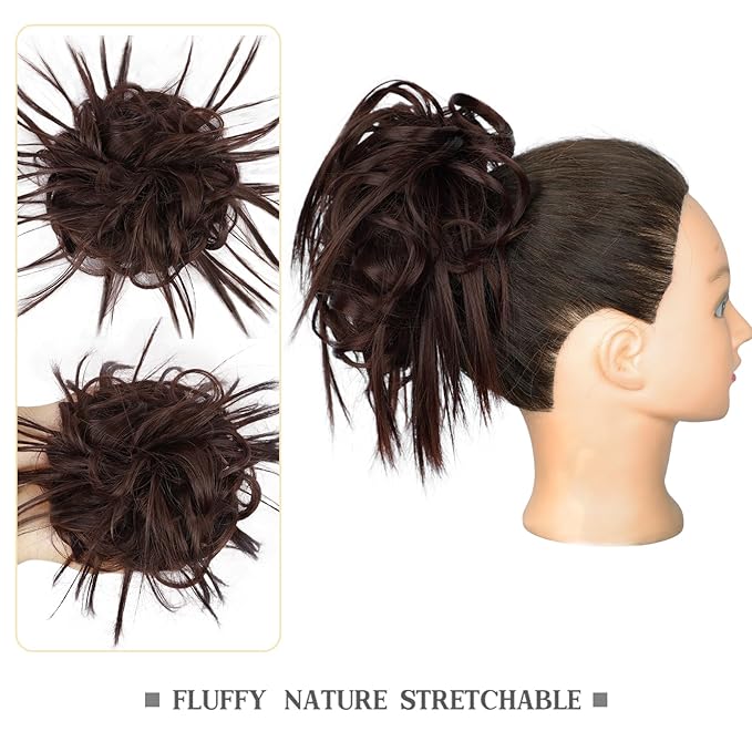 HMD Tousled Updo Messy Bun Hairpiece Hair Extension Ponytail with Elastic Rubber Band Updo Ponytail Hairpiece Synthetic Hair Extensions Scrunchies Ponytail Hairpieces for Women(33A)