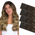 GOO GOO Invisi Edge Tape in Hair Extensions Human Hair, 2/6/18 Balayage Brown to Dirty Blonde, 20pcs 14inch 50g, Virgin Remy Hair, Seamless Injected Tape, Natural Look