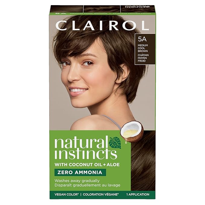 Clairol Natural Instincts Demi-Permanent Hair Dye, 5A Medium Cool Brown Hair Color, Pack of 1
