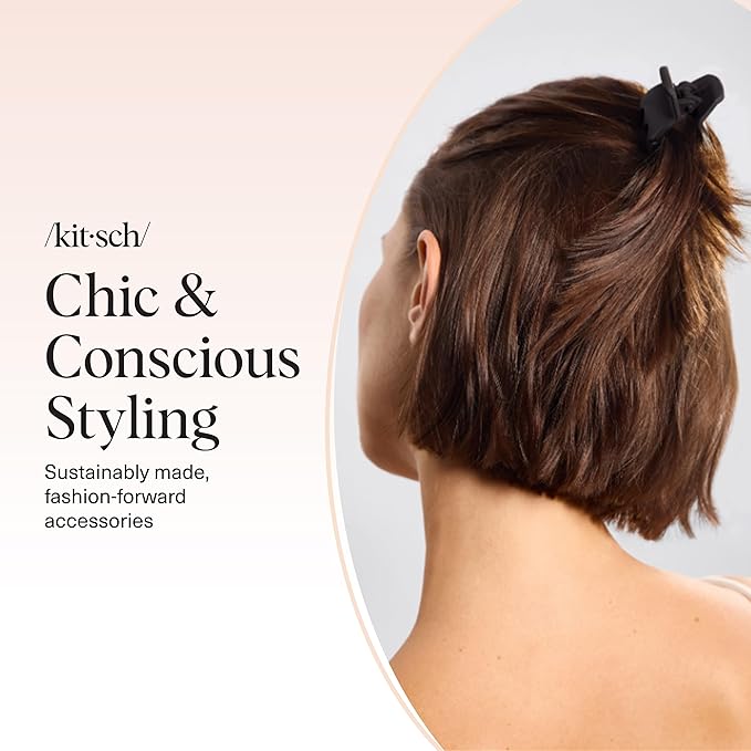 Kitsch Eco-Friendly Medium Claw Clips - Cute & Stylish Short Hair Accessories for Women, Girls | Ideal Size for Any Hairstyles | Ideal Gifts for Women, 2pcs (Black & Tortoise)