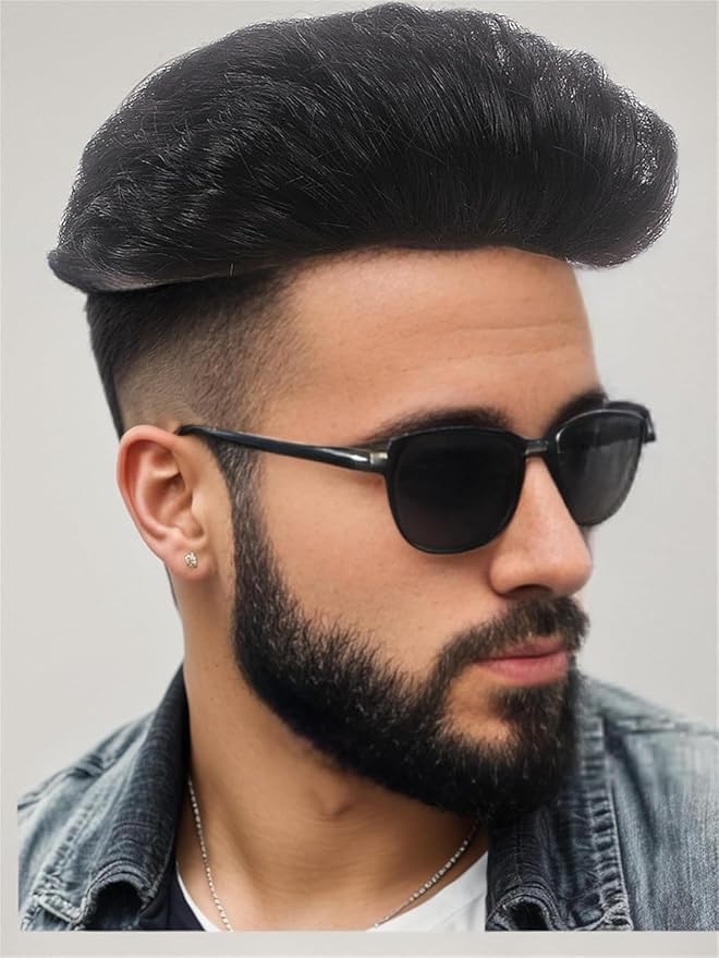 H&Bwig Men Short Toppers Hairpiece Clip in Hair Extensions for Covering White Loss Hair Toupee(5 Colors Customize)