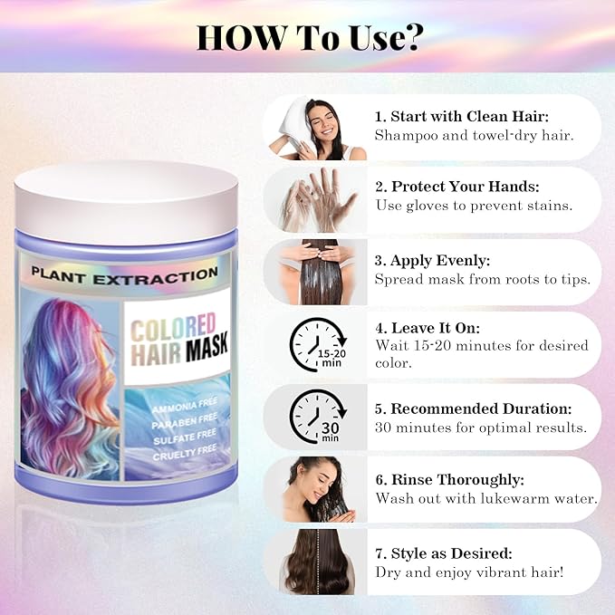 Vegan Semi Permanent Hair Color Mask - 10.15OZ Color Depositing Conditioner for Color-Treated Hair - Ammonia, Paraben, Sulfate & Cruelty-Free - Enhances & Tones Hair - Plant-Based Formula (SILVER)