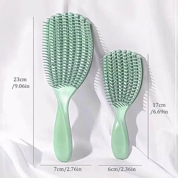 Hair Brush for Afro American/African Hair Textured Professional Curved Vented Brush Wet Dry Curly Hairbrush Detangling Massage Hairdressing Comb (Green, Big)