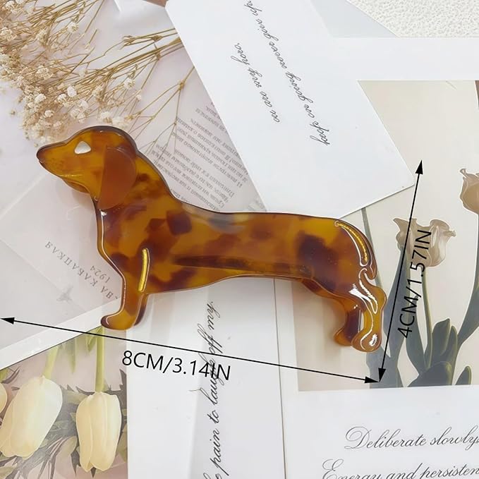 Puppy Hair Clips for Women, Brown Dachshund Hair Claw Clips Funny Strong Hold Dog Hair Jaw Clips Animal Hair Barrettes Cute Pet Hair Barrette Puppy Hair Accessories Decoration for Thick Thin Hair