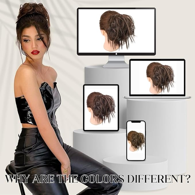 HMD Tousled Updo Messy Bun Hair Piece Hair Extension Ponytail With Elastic Rubber Band Updo Extensions Hairpiece Synthetic Hair Extensions Scrunchies Ponytail Hairpieces for Women(Natural Black 2#)