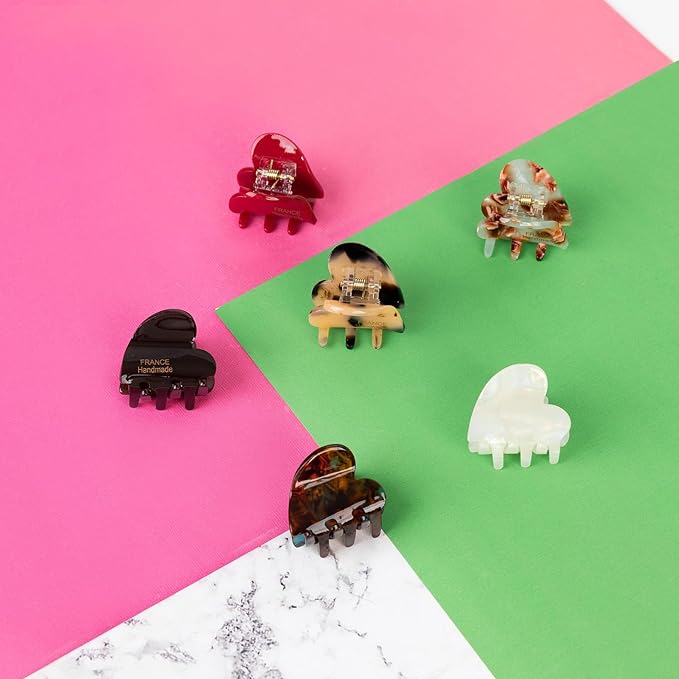 Small Hair Clips,1.4" Heart Acetate Hair Claw Clips, Strong Hold Nonslip Half-Up Jaw Clip Hair Accessories Birthday Thanksgiving Christmas Gift for Women Girls Mother Daughter Thin Thick(6 PCS)