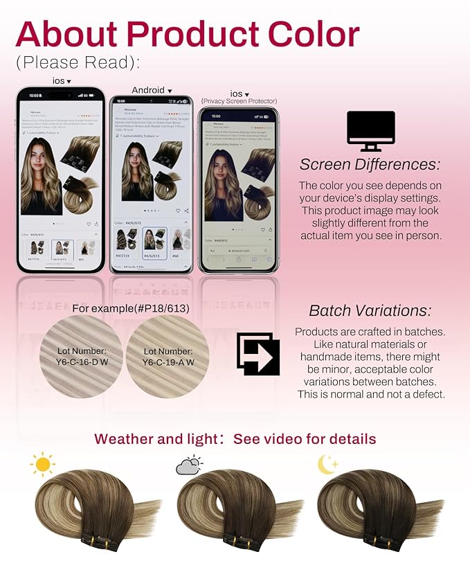 Moresoo Real Hair Extensions Clip in Human Hair Balayage Dark Brown to Medium Brown with Bleach Blonde Ombre Clip on Hair Extensions Human Hair Straight 5 Pieces 80G 14 Inch