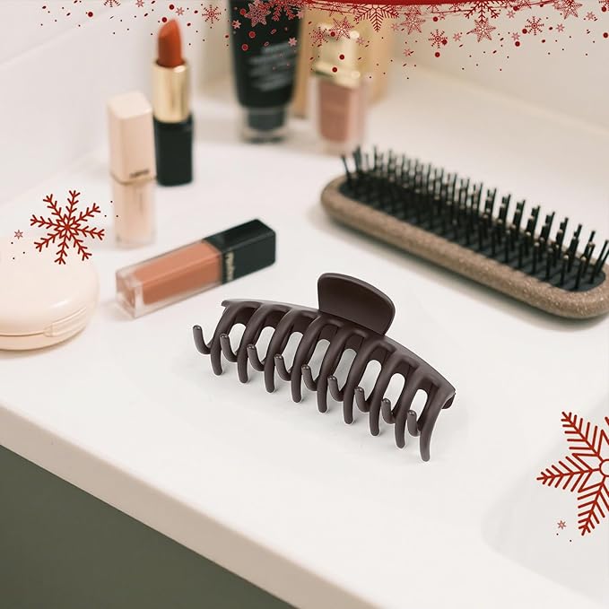TOCESS Hair Claw Clips for Women - 8PK Large Neutral Matte Jumbo Hair Clips for Thick, Thin, Long, Short, Curly Hair Girls, Big Jaw Clip Set for Daily Use(Mocha Brown)