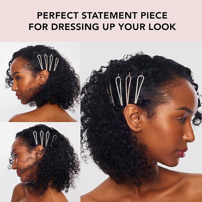 Kitsch Rhinestone Silver and Gold Hair Accessories for Women, Stylish Hair Gems | Decorative Bobby Pins for Weddings, Party, Prom, Events or Everyday Look | Ideal Gifts for Women - Set of 4