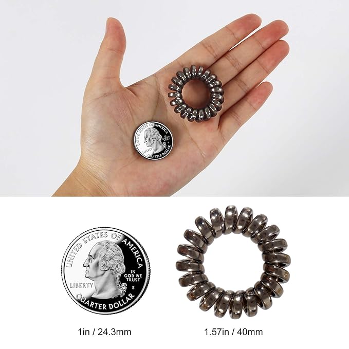 20 Pcs Spiral No Crease Coil Phone Cord Hair Ties for Thick Hair - Women Ponytail Holder Elastics