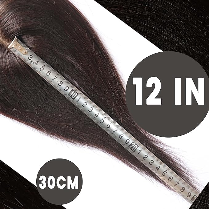 Real Human Hair Topper for Thinning Hair Women Clip in Straight Hairpiece Silk Base Natural Black 10 in