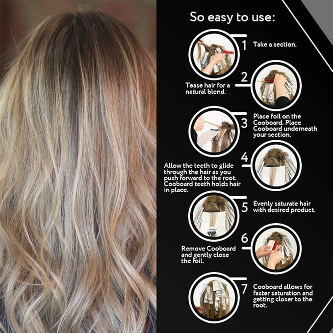 Authentic Cooboard Balayage Board with Teeth | Original Highlighting Paddle from The Maker of Cooboard Hair Highlighting Kit | Easy to Clean, Sturdy, Lightweight (Cooboard XL Black)