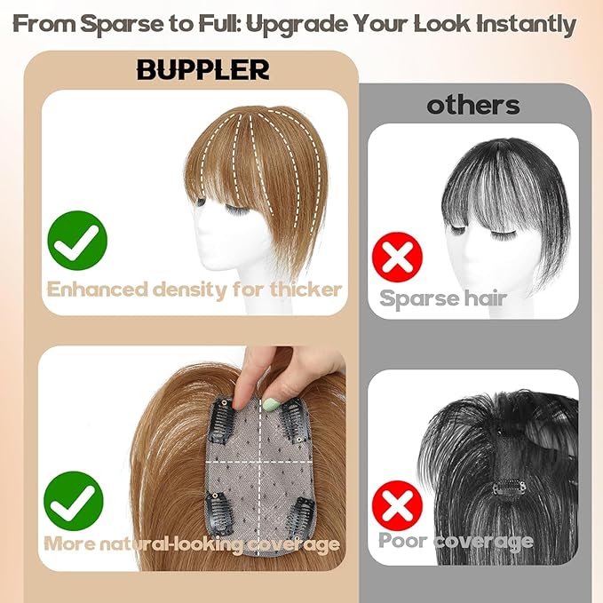 Hair Toppers for Women Real Human Hair-U Shape Toppers Hair Pieces for Women with Thinning Hairr 150% Density Silk Base Clip in Human Topper with Bangs for Daily Use(Light Brown-6#
