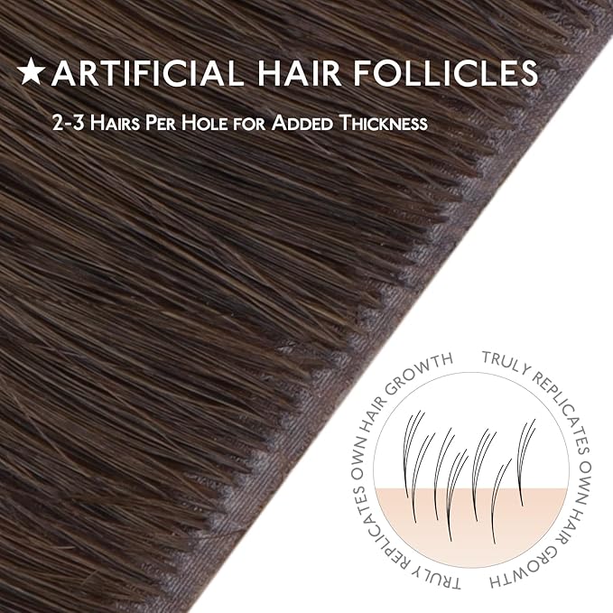 WENNALIFE Invisi Edge & Classic Tape in Hair Extensions Human Hair, 24 Inch 100g 40pcs(20pcs Invisi Edge & 20pcs Classic) Chocolate Brown Invisible Luxury Remy Hair Natural Seamless Injected Tape Ins