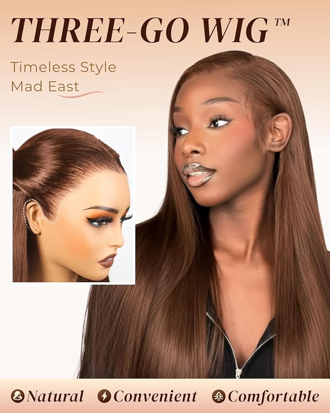 Arabella 13x6 Chocolate Brown Lace Front Wig 210% Brown Glueless Wig Human Hair Real HD Lace Front Wig True Pre Plucked Pre Bleached Pre Cut Glueless Wig (26inch,13x6 Chocolate Brown Straight wig)