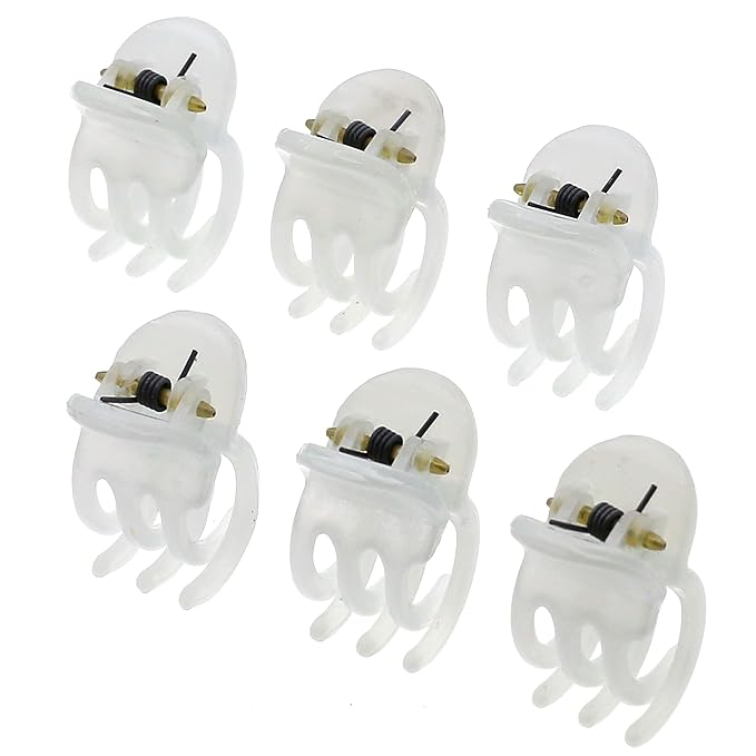 Camila Paris CP3085 French Hair Clip for Women, Set of 6 Extra Small White Girls Hair Claw Clip Jaw Fashion Durable Styling Hair Accessories for Women, Ladies Strong Hold Grip Clamp, Made in France