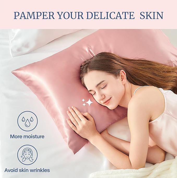 BEDELITE Satin Pillowcase for Hair and Skin, Super Soft Similar to Silk Pillow Cases 4 Pack with Envelope Closure, Cooling Pillowcases for Women Men (20"x30" Queen Size, Rose Pink)