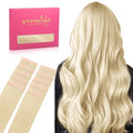 WENNALIFE Tape in Hair Extensions Human Hair Platinum Blonde Tape in Extensions, 10pcs 25g 14 inch Remy Invisible Tape Ins Straight Soft Real Human Hair Tape in Extensions Refill Set Extensions