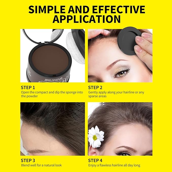 Sevich Hairline Powder - Root Touch Up Instantly Hair Color for Thinning Gray Coverage - Bald Spot Concealing Hair Powder for Women & Men - 48Hour Waterproof & Sweatproof - Light Brown