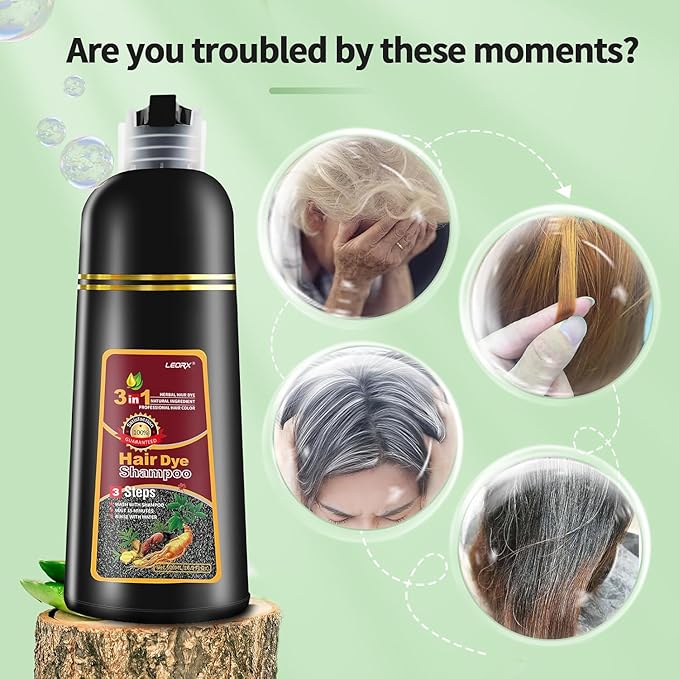 Chestnut Brown Hair Dye Shampoo, Leorx 3 In 1 Color Shampoo Instant Herbal Coloring Shampoo Refresh Hair For Women&Men - Tintes Para El Cabello Profesional