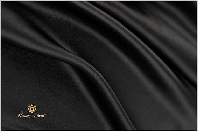25 Momme Premium Mulberry Black Silk Pillowcase for Hair and Skin | Handcrafted Hypoallergenic & Anti-Acne Silk Pillow Cases with Zipper | King - 20" x 36", Midnight