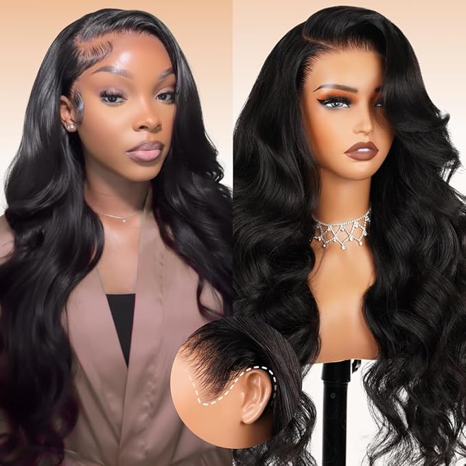 Arabella Hair 13x6 Lace Front Wigs Human Hair 210% Density Glueless Wig Human Hair 100% Body Wave Human Hair Wigs 12A Pre Plucked Pre-Bleached Pre-Cut Glueless Wig (24inch,13x6 body wave)