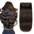 XDhair Clip in Hair Extensions Human Hair 100g 16 Inch Dark Brown Human Hair Extensions Clip ins Hair Extension Real Human Hair Silky Straight Hair #2 16 Inch