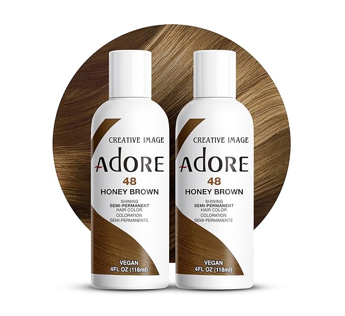 Adore Semi Permanent Hair Color (048 Honey Brown) | Vegan & Cruelty-Free Brown Hair Dye | No Ammonia, No Peroxide, No Alcohol | 4 Fl Oz Each (Pack of 2)
