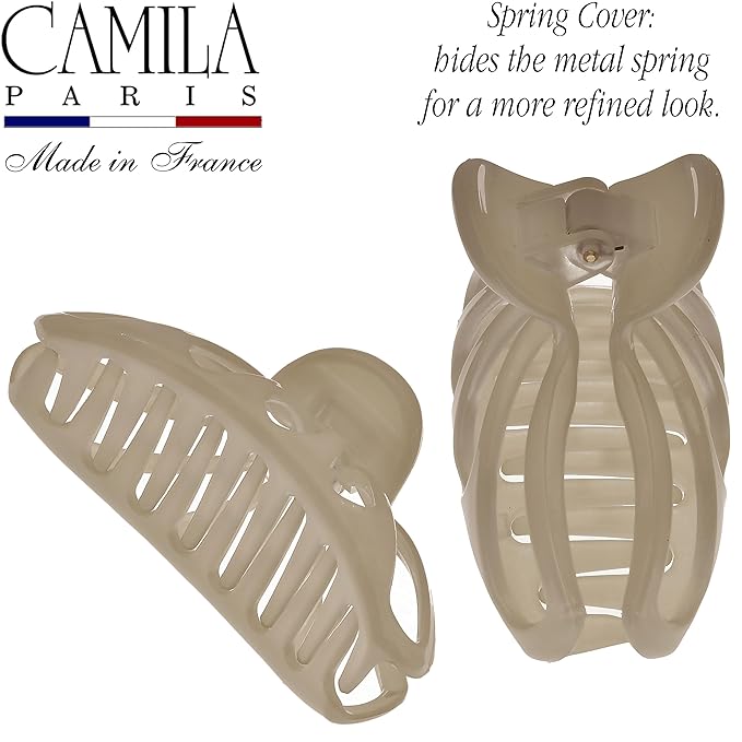 Camila Paris CP3635 French Hair Clip for Women Thick Hair for Long Curly Wavy Hair, Brown, Girls Hair Claw Clips Fashion Styling Hair Accessories for Women, Strong Hold No Slip Grip, Made in France