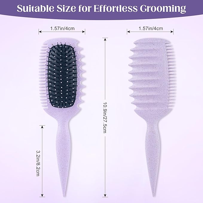 Curly Hair Brush for Detangling, Shaping and Defining Curls, Waves & Coils on All Light Wet or Dry Hair Types for Women and Men, Reduce Tangling, Curl Defining Brush, Lavender Purple
