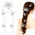 Wedding Hair Pins - Elegant Pearl Leaf Crystal Hair Accessories for Bridal Women (Silver)
