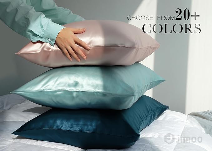 100% Mulberry Silk Pillowcase for Hair and Skin, 22 Momme Pure Natural Silk Pillow Case Both Sided with Zipper, Pillow Cover for Women Mom Men (Ivory White, Standard 20''×26'', 1 Pack)