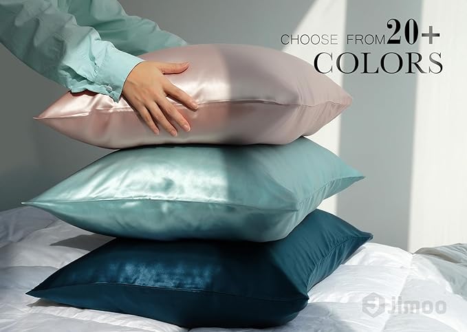 100% Mulberry Silk Pillowcase for Hair and Skin, 22 Momme Pure Natural Silk Pillow Case Both Sided with Zipper, Pillow Cover for Women Mom Men (Ivory White, King 20''×36'', 2 Pack)