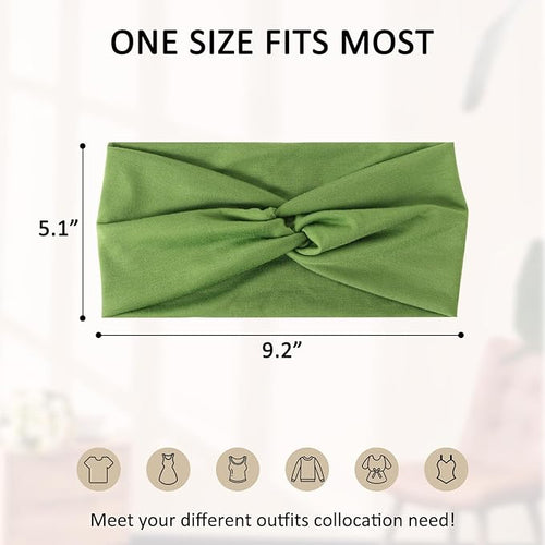 12 Pcs Stretchy Sport Headbands for Women,Absorbed Sport Headband Soft Twist Knotted Headbands for Yoga, Workout Daily Life