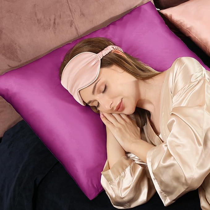 Adubor 100% Silk Pillowcase - Mulberry Silk Pillow Cases, 23 Momme 6A Grade Fibers, Silk Pillow Case for Hair and Skin Health, with Hidden Zipper (Standard 20''×26'', Dark Purple, 1PC)