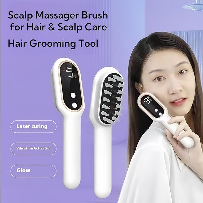 Head Brush Massage, Red & Blue Light Scalp Massager Brush for Hair & Scalp Care, Automatic Vibrating Head Massager with Multiple Modes, Gentle Comb for Home Relaxation & Daily Grooming