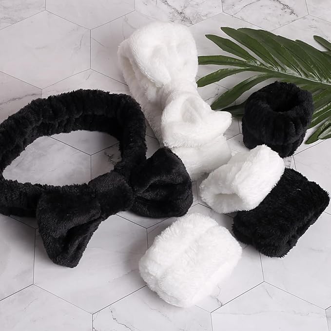 WSYUB Spa Wristbands and Headband Set for Face Washing, Self Care Gifts for Women & Teen Girls