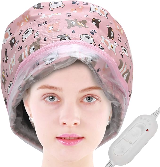 Heat Cap for Hair Deep Conditioning, Electric Hair Heating Cap Adjustable Oil Treatment Steamer Hat Detachable Hair Care Toolus Plug 110V
