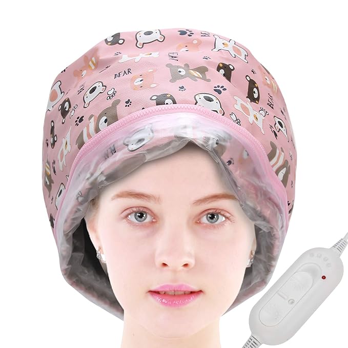 Electric Hair Heating, Oil Treatment Steamer Hat Electric Hair Steamer Adjustable Heat Steam Detachable Care Toolus Plug 110V