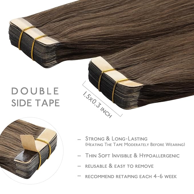 Wennalife Tape in Hair Extensions Human Hair, 20pcs 50g 16 inch 5D Remy Hair Extensions for Women Tape Ins Straight Extensiones De Cabello Humano Skin Weft