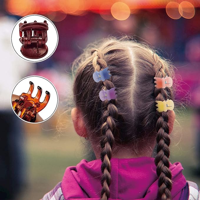 50 PCS Mini Hair Claw Clips， Bangs Strong Grip Multifunction Clamp Clips. (brown)