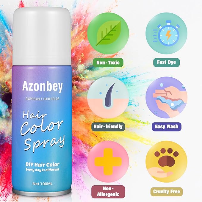 Halloween Hair Spray,Temporary Hair Color Spray for Women Kids Men,Washable Hairspray,Colored Hair Spray,Color Hairspray for Halloween,Party,Cosplay,Christmas Day (03#Black)