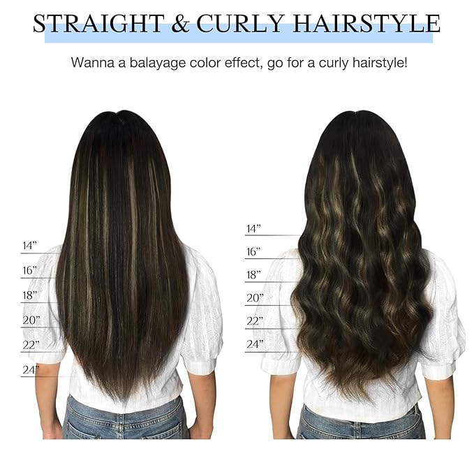 DOORES Human Hair Clip in Extensions, Medium Brown Highlighted Dirty Blonde, 24 Inch 7pcs 120g, Remy Straight Natural Real Hair